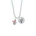 thumbnail image 2 of Delight Jewelry Silvertone Snowman with Red Scarf Silvertone Script Initial Disc - P - Charm Necklace, 20"+3", 2 of 4