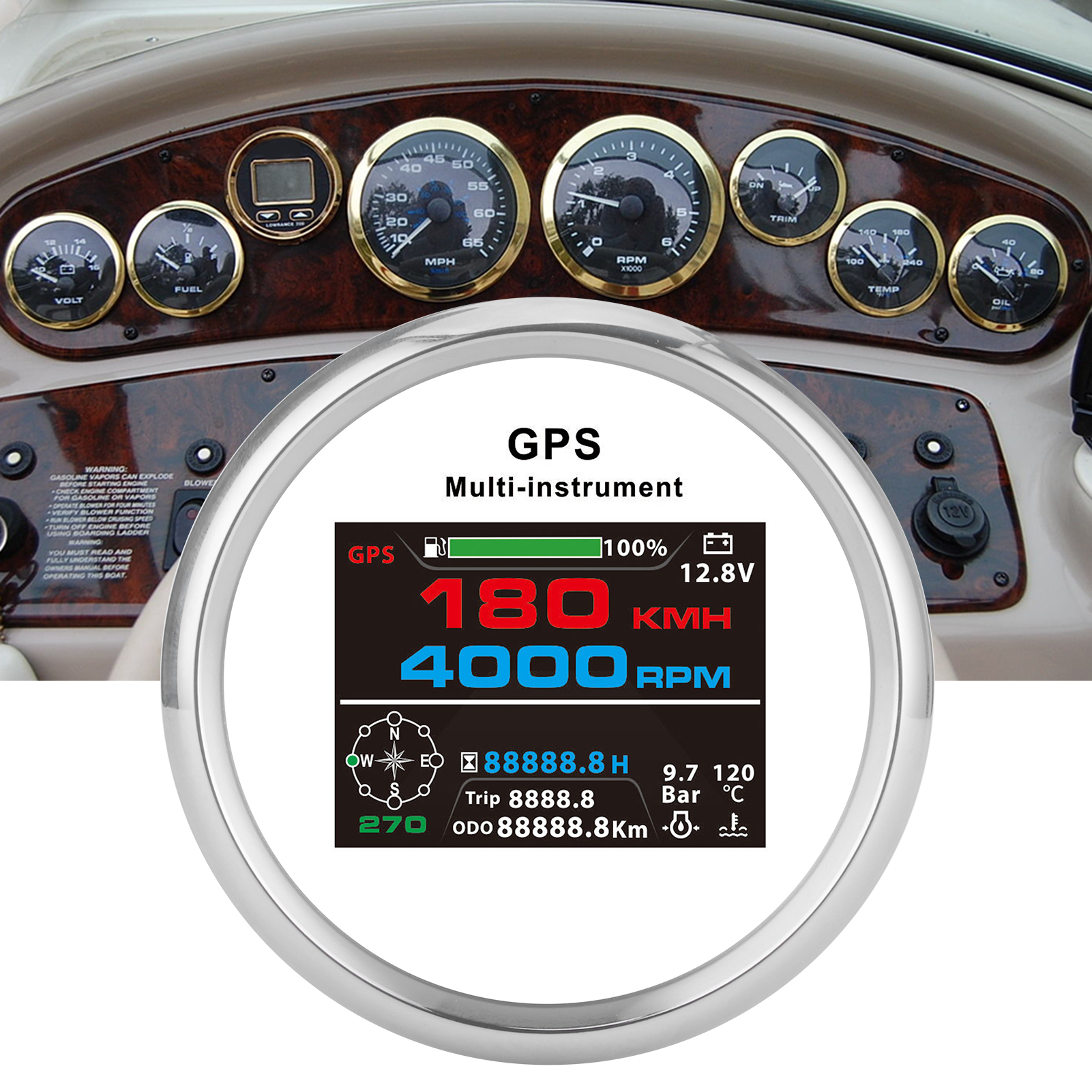 LAFGUR GPS Speedometer Tachometer, Digital Speed Gauge, Waterproof TFT  Color Display 10 In Truck For Yacht Boats Car