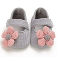 thumbnail image 3 of Tao Tao Infant Baby Boys Girls Slippers Cozy Fleece Flower Booties Soft Bottom Warm Cartoon Socks Newborn Crib Shoes Gray 0-3Months, 3 of 5
