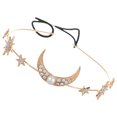 thumbnail image 3 of Tiara geométrica con perlas, diadema de luna, estrella y luna, accesorio elástico para el cabello para disfraz de diosa, ideal para festivales, Halloween, fiestas de cosplay, 3 of 8