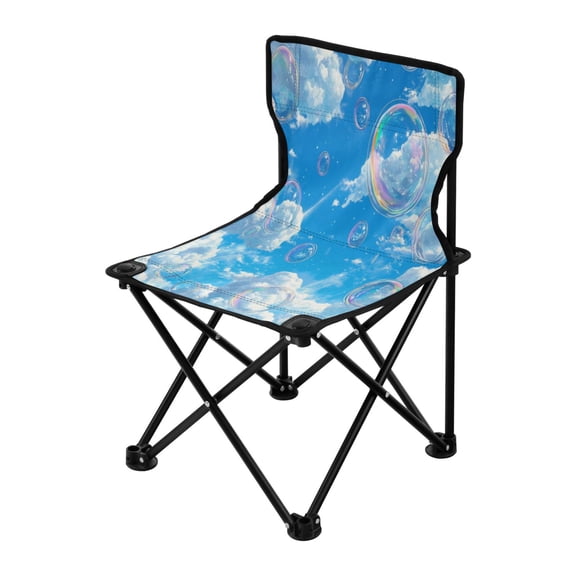 Outdoor Folding Chair 14.46x14.46x22.83 Inches, Camping Folding Chair Easy to Carry Ideal for Outdoor Picnics Camping Park Fishing White Cloud Color Bubble