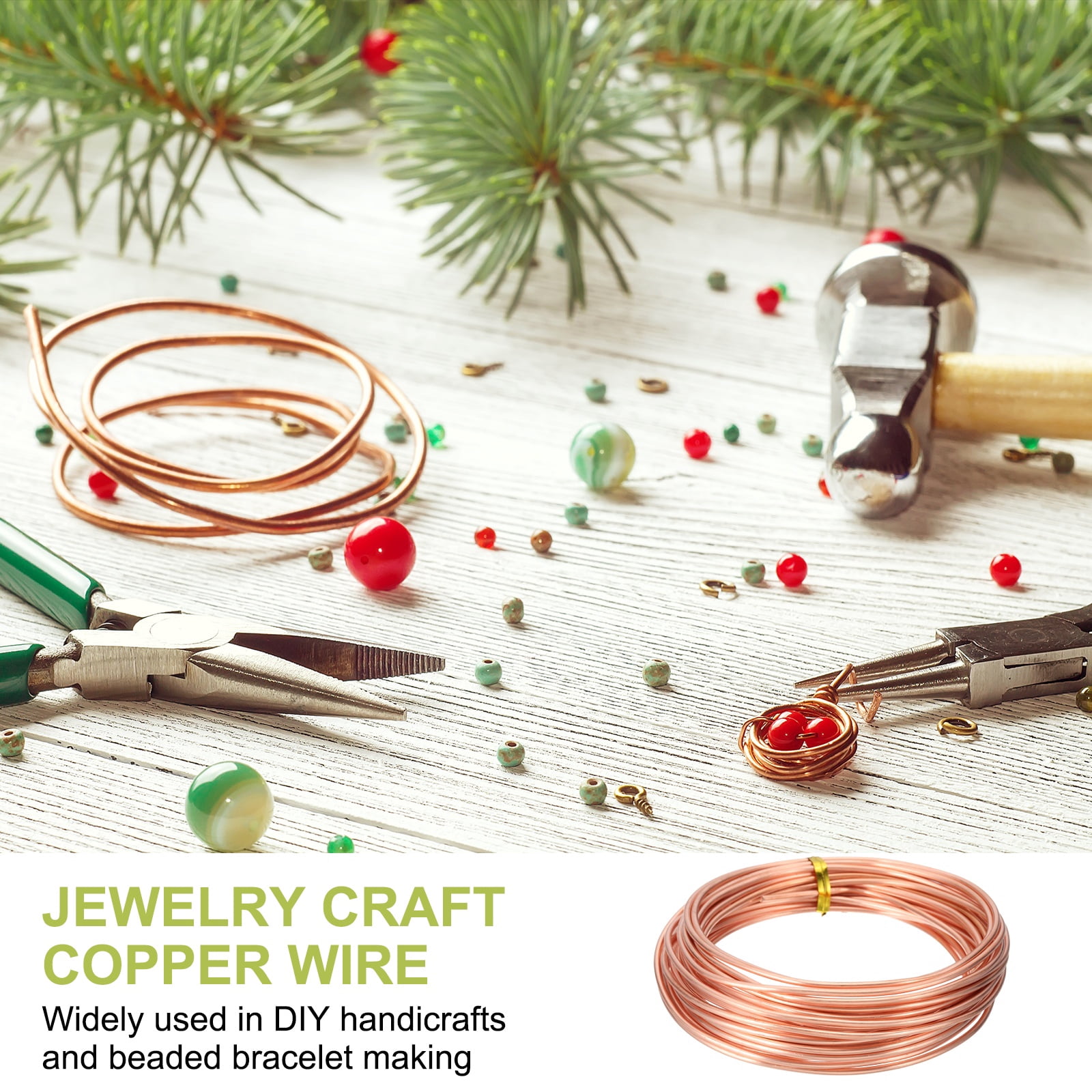99.9% Pure Copper Wire for Jewelry Making, 12 Gauge (2mm) Copper Craft Wire 24.6 Feet