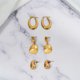 thumbnail image 3 of JeenMata Juego de 3 Pares de Pendientes de Moda para Mujer en Baño de Oro Amarillo, Pendientes de Aro, Pendientes Hipoalergénicos Colgantes Gruesos y Livianos, Regalo de Joyería para Mujer, 3 of 5