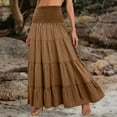 thumbnail image 2 of GEWSEY Women's Summer Casual Elegant Smock Layered Tiered Maxi Skirt High Waisted A Line Flowy Long Skirts with Pockets (Brown, XL), 2 of 4