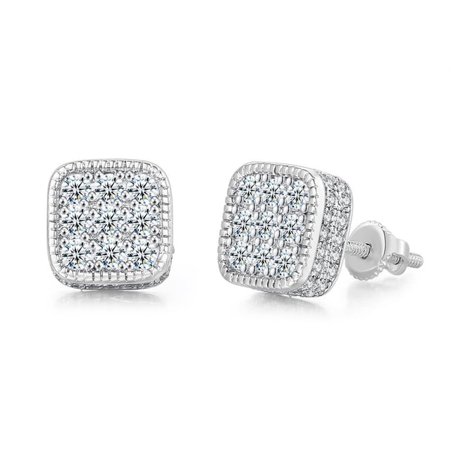 Pendientes de circonita de hip-hop para hombres y mujeres, pendientes de rosca bañados en oro con diamantes completos, pendientes de Europa y Estados Unidos