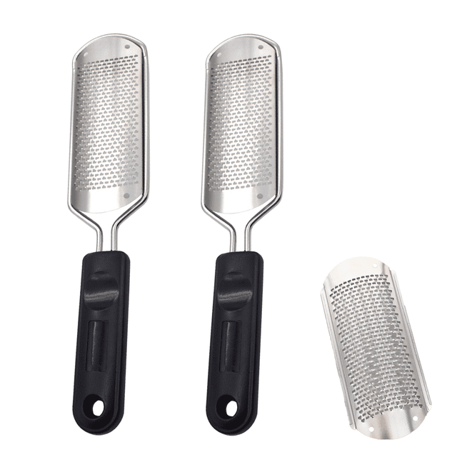 2 Metal Foot Rasps (Foot File) + FREE 1 Replacement Blade for Feet Scrubber Hard Skin Remove Stainless Steel for Wet and Dry Feet