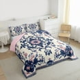 thumbnail image 4 of Feelyou Vintage Hippie Damask Bedding Comforter Set, Boho Blue Flower Floral Twin Comforter Sets, Southwestern Style Reversible Bedding Set, Ultra Soft Bedroom Decor, 2 Pieces, 4 of 9