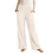 thumbnail image 2 of Ohufall Fleece Pajama Pants for Women Stretchy Wide Leg Sleep Pant Pockets Comfortable Solid Color Home Lounge Pants, 2 of 7