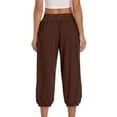 thumbnail image 6 of vigerkar Capri Pants for Women Casual Capris Summer Loose High Waist Wide Leg Yoga Pant with Pocket Lounge Wear (Brown, L), 6 of 9