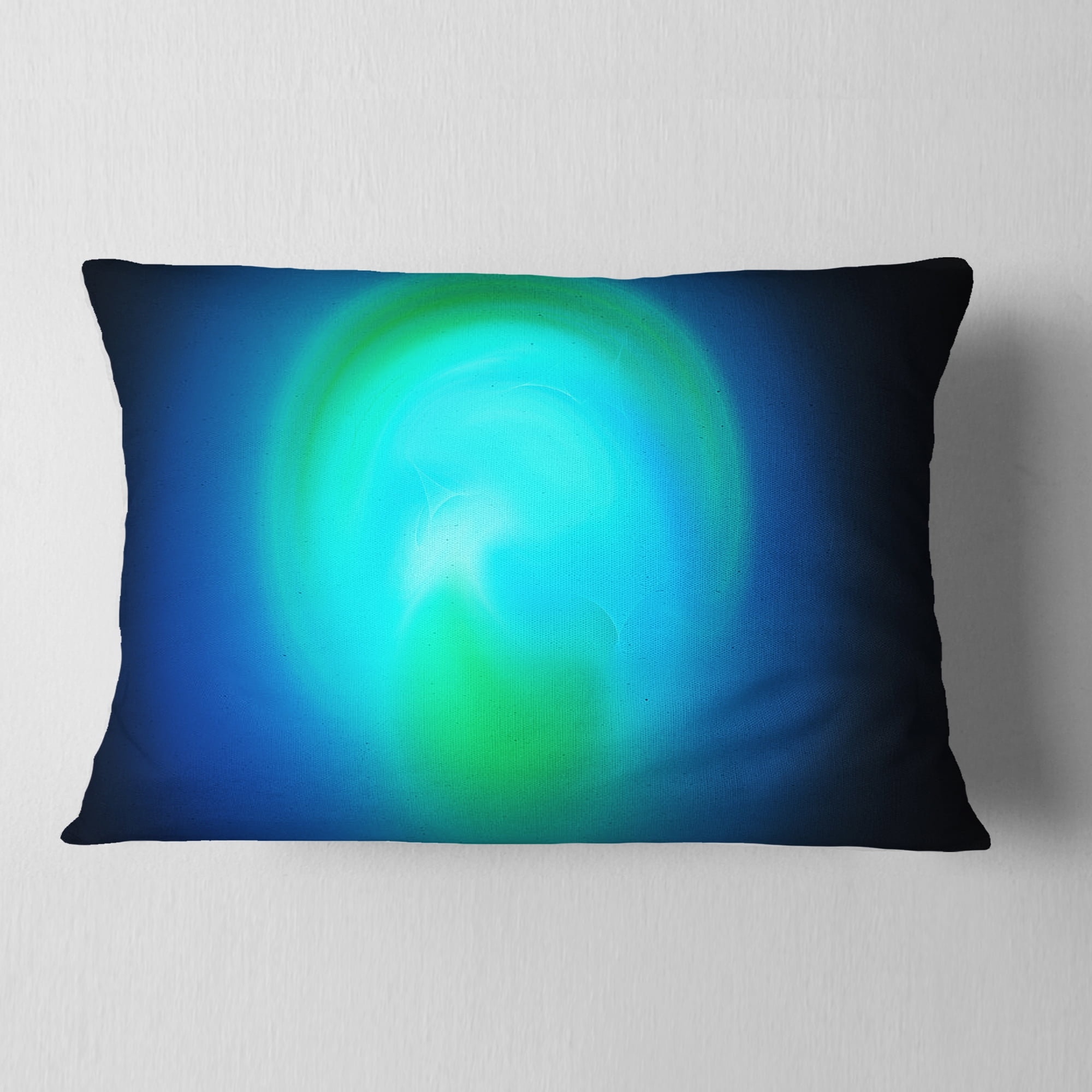 Designart Blue Misty Sphere on Black - Abstract Throw Pillow - 12x20
