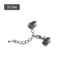 thumbnail image 3 of Unique Bargains 10Set Ribbon Crimp Clamp Ends Lobster Claw Clasps & Chain 10mm Metallic Black for DIY, 3 of 7