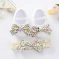 thumbnail image 3 of Infant Baby Girls Crib Shoes Soft Sole Slippers Bow Princess Newborn Dress Wedding Flat Shoes with Headband, 3 of 3