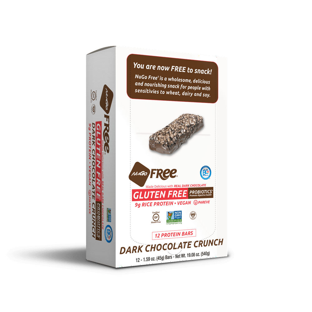 NuGo Free Protein Bar, Dark Chocolate Trail Mix, 9g Protein, 12 Ct