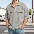 thumbnail image 2 of Afdoent Mens Polo Shirts Casual Half Sleeve Shirt Solid Color With Knit Front Pockets For Work Office Daily Wear Comfortable, 2 of 4