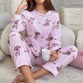 thumbnail image 4 of Hrsba Women's Pajama Set Long Sleeve Round Neck Top with Long Pants Flannel Print for Fall Winter, 4 of 5