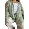 thumbnail image 3 of Women’s Sheer Button Up Shirt Y2K See Through Long Sleeve Lapel V Neck Mesh Shirts Top Vintage Loose Blouse Streetwear, 3 of 6