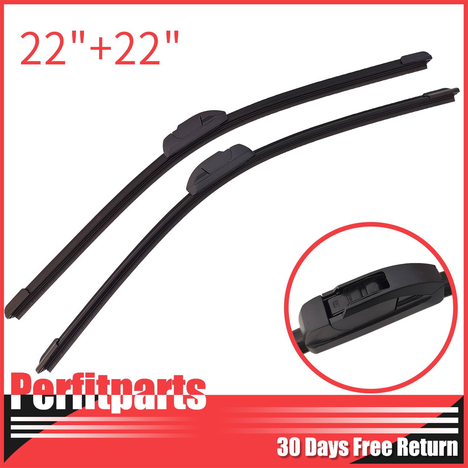 KT Parts 22" + 22" Front Windshield Wiper Blades All Season J Hook A0395A0003