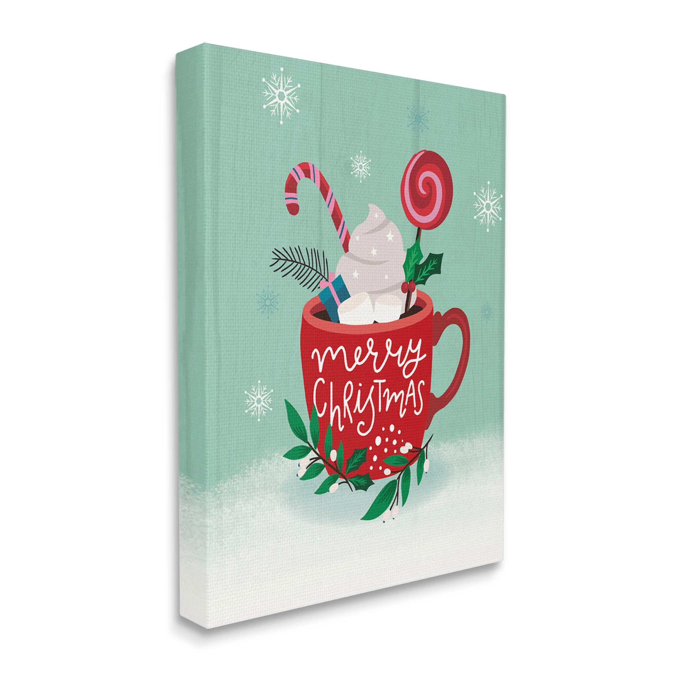 Merry Christmas Warm Cocoa Holiday Graphic Art Gallery Wrapped Canvas Print Wall Art