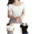thumbnail image 5 of CENL Women Y2K Short Sleeve T-Shirt Sexy Shoulder Off Tee Shirt Femme Slim V-neck Top, 5 of 5