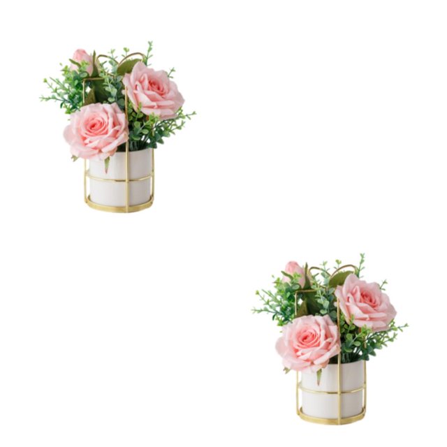 ZheElen Simulation Flower Set Versatile Usage Beautifully Designed Easy To Clean rose pink 2Set