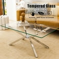 thumbnail image 3 of OUFAN 39.37" Rectangular Clear Tempered Glass Coffee Table, Stylish Design Black Metal Legs, Modern & Simple Center Table for Living Room, Silvery, 3 of 9