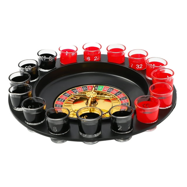 Shot Drinking Game Set, Multifunctional Endless Fun 2 Metal Balls Portable Shot Glass Wheel Game for Bar
