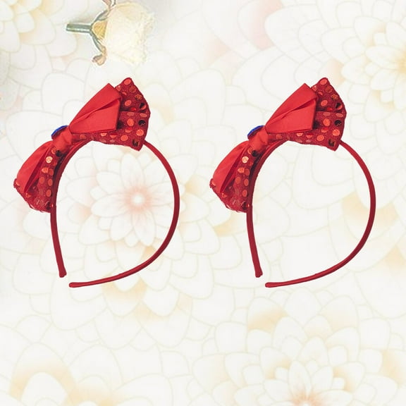 ULTNICE 2PCS Girls Bow Headband Sequin Hair Band for Carnival Festivities