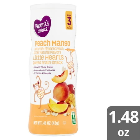 Parent's Choice Little Hearts Puffed Grain Snack, Peach, 1.48 oz