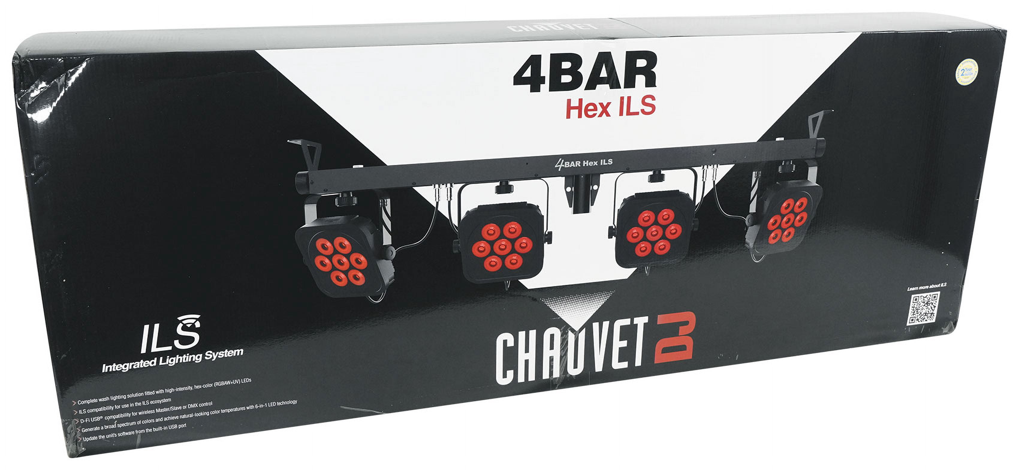(2) Chauvet DJ 4BAR HEX ILS RGBAW+UV LED Wash Lighting Systems+Rockbooth Facade