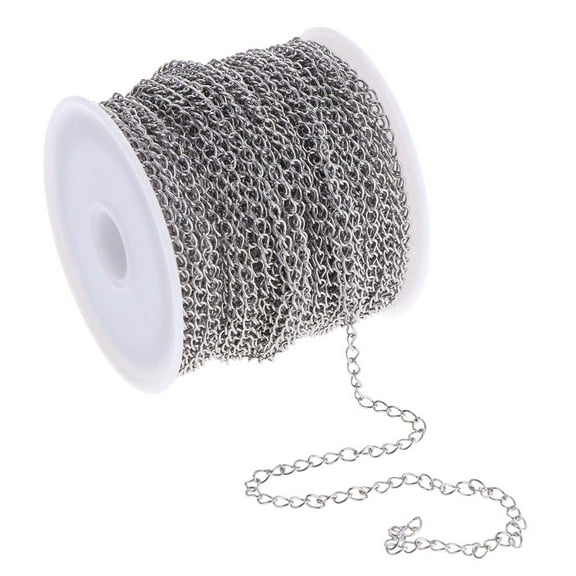 QccHieUs 1 Roll Stainless Steel Cable Chain Link Jewelry Making Chians Bulk for Necklace