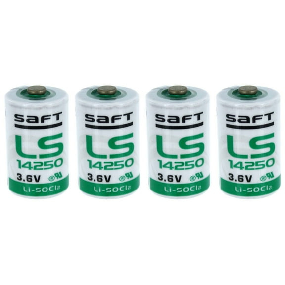 4x SAFT LS14250 1/2 AA STD 3.6V Lithium Thionyl Chloride Battery