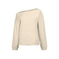 thumbnail image 6 of ManxiVoo Women's Off Shoulder Oversized Pullover Sweatshirt with Pockets Modern Casual Comfort Top L Size Khaki, 6 of 6