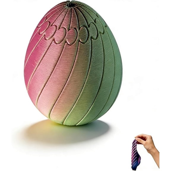 Twisty Fidget Egg, 2.8in 3D Printed Slippery Egg Fidget Toy, Unique Easter Basket Stuffers, Rotating Fidget Puzzle Desk Toy for Stress Relief B