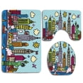 thumbnail image 1 of JSDART New York City in Cartoon Style Colorful Childlike Drawing Kids Room Nursery 3 Piece Bathroom Rugs Set Bath Rug Contour Mat and Toilet Lid Cover, 1 of 2