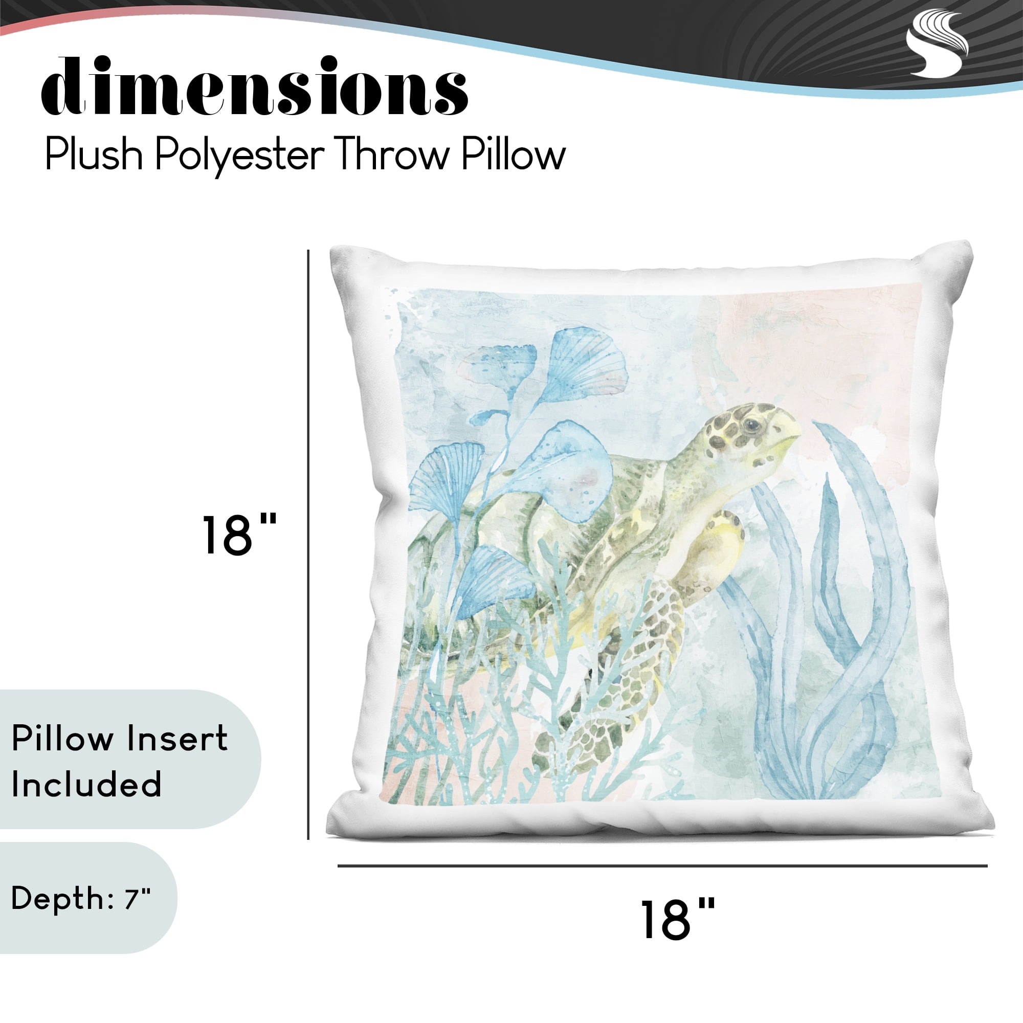 Stupell Industries Sea Swim Turtle Decorative Printed Throw Pillow, design by Kim Allen, 18 x 7 x 18
