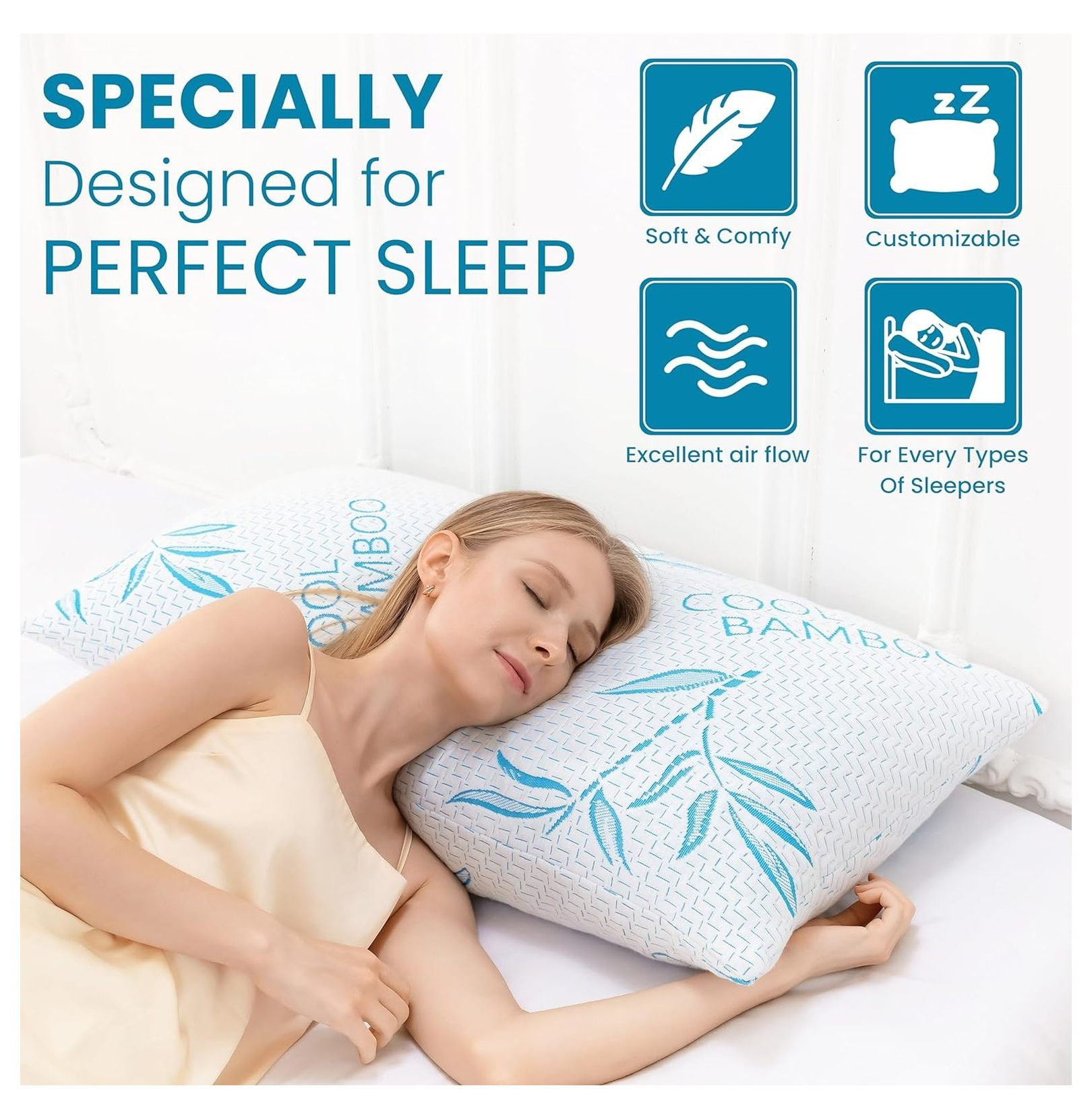 Body Pillow for Sleeping, Shredded Memory Foam Adjustable Bed Pillow with Hypoallergenic, Removable/Washable Zipper Cover