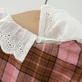 thumbnail image 4 of Yidarton 2022 spring and autumn new children's college style dress set doll collar shirt plaid princess skirt set Green 90cm, 4 of 12