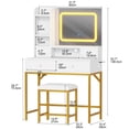 thumbnail image 5 of Qinaqin Makeup Vanity Escritorio con Mirror Charging Station LE cm de Profundidad Lights 4 Cajones 2 Abierto Shelves y Stool para Dormitorio o Studio, 5 of 5