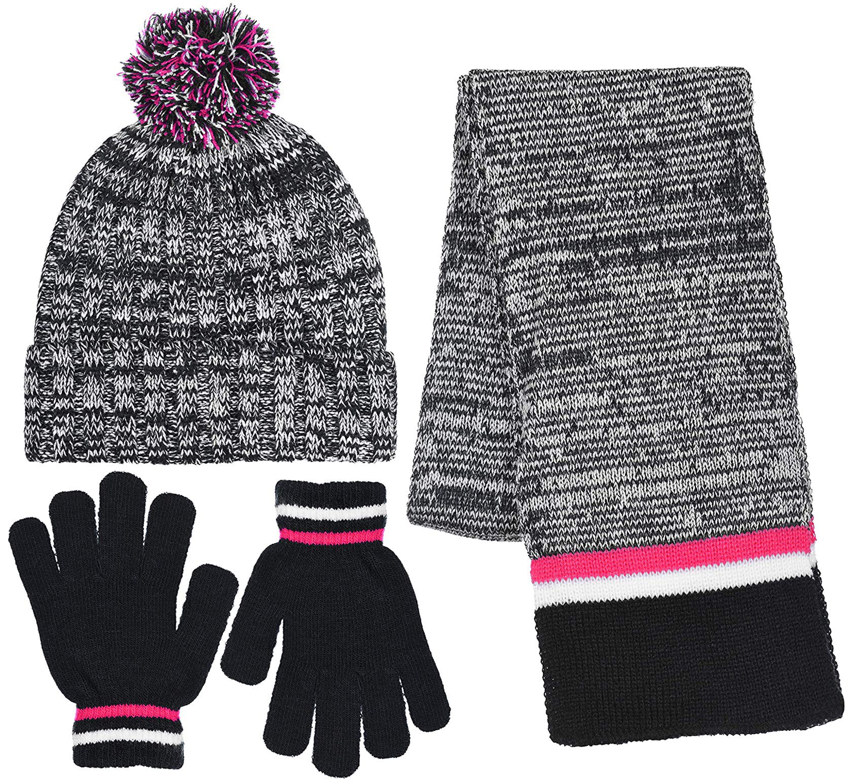 Scarf And Gloves Set S.W.A.K Girls Knit Hat 