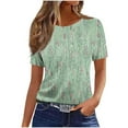 thumbnail image 2 of JTZGDY Womens Tops Loose Fit Casual Short Sleeve Round Neck Boho Floral Printed T-Shirts Trendy Oversized Basic Tunic Blouse Green#02 XXXL, 2 of 5