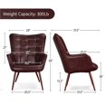 thumbnail image 3 of Alden Design 2PCS Modern Faux Leather Wingback Accent Armchair for Living Room, Chestnut Brown, 3 of 8