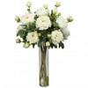 Nearly Natural Peony with Cylinder Silk Flower Arrangement, White