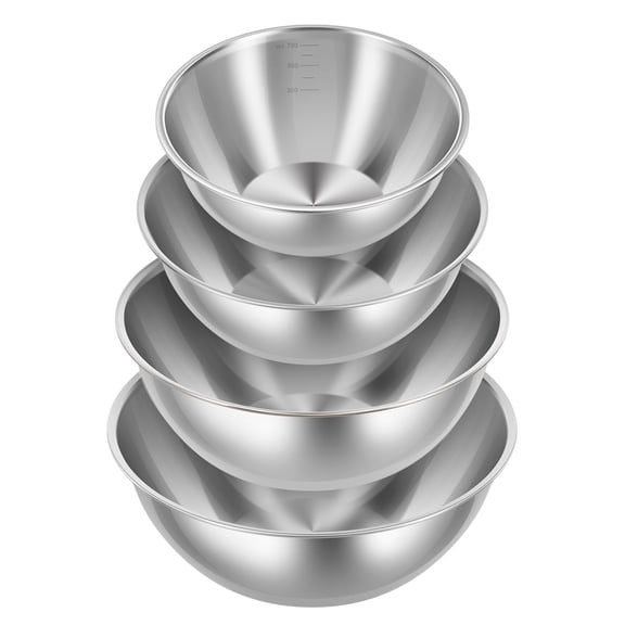 4Pcs Stainless Steel Mixing Bowl Set (23.6/40.5/71101oz) One Piece Construction Brushed Finish Ideal as Mixing Bowl for Baking Dough Kneading Salad and Food Prep