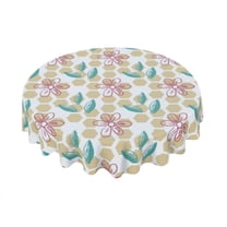 Eveokoki Daisy Flower With Leaves Tablecloth Round Table Cloth 60 Inch Washable Waterproof Table Cover Tabletop Decoration for Restaurant, Picnic, Indoor and Outdoor Dining