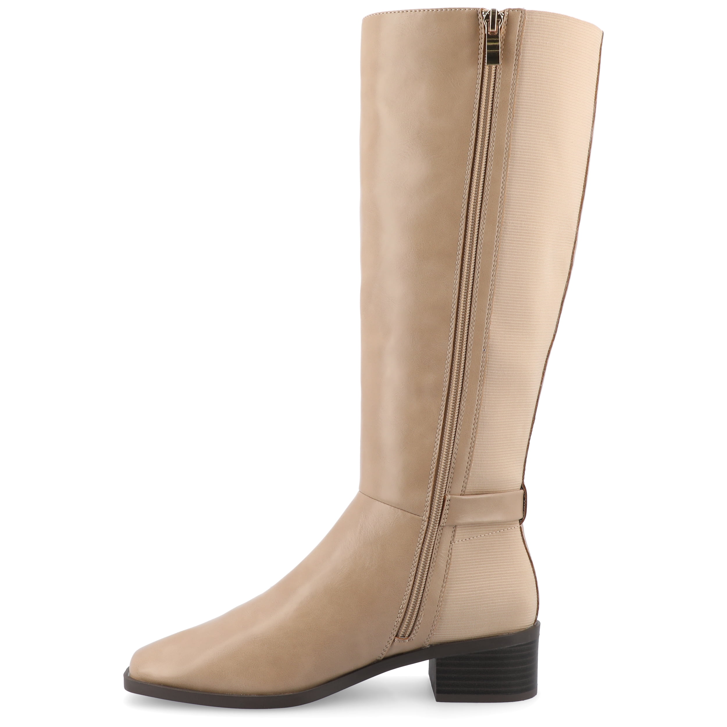 Journee Womens Londyn Stacked Block Heel Square Toe Boots