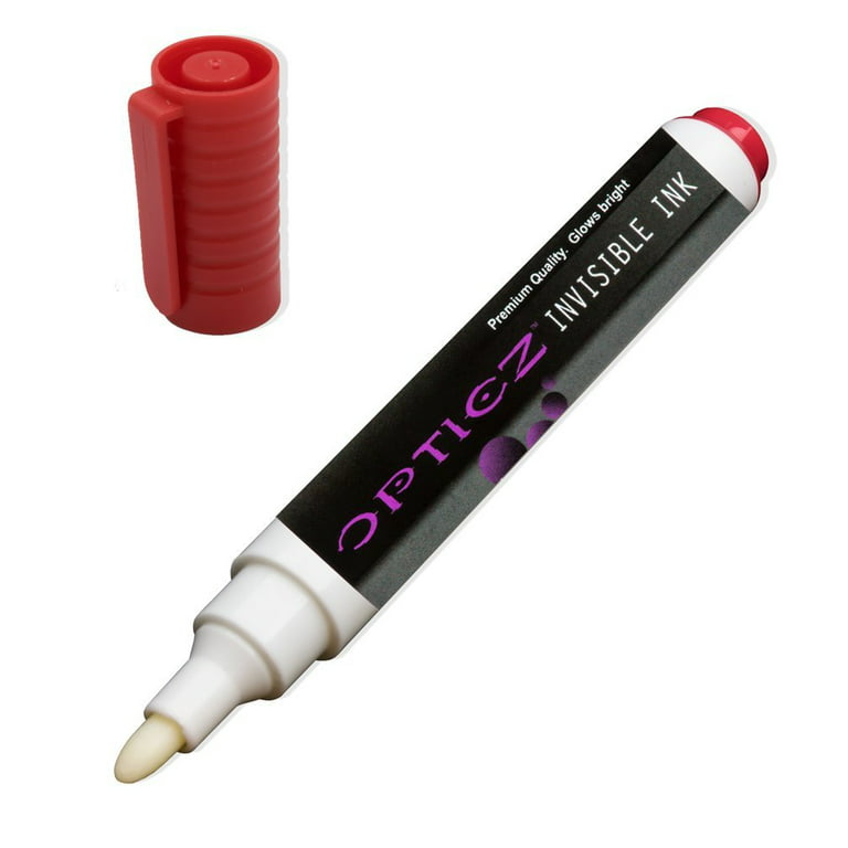 Opticz UV Blacklight Reactive Large Tip Invisible Ink Marker Pen, Red 