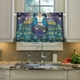 thumbnail image 4 of Coolnut Beautiful Peacock Half Window Tier Curtains 36 Inch Blackout Thermal Insulating Kitchen Linen Tier Curtains for Kitchen, Bathroom, Cafe Home Decor, 4 of 7