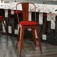 thumbnail image 4 of Flash Furniture Carly Commercial Grade 24" High Kelly Red Metal Indoor-Outdoor Counter Height Stool with Back with Red Poly Resin Wood Seat, 4 of 13