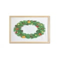 thumbnail image 1 of Christmas Wall Art with Frame, Wreath Evergreen with Candy Cane Stockings Mistletoe Berries on Door, Printed Fabric Poster for Bathroom Living Room, 35" x 23", Green White, by Ambesonne, 1 of 2
