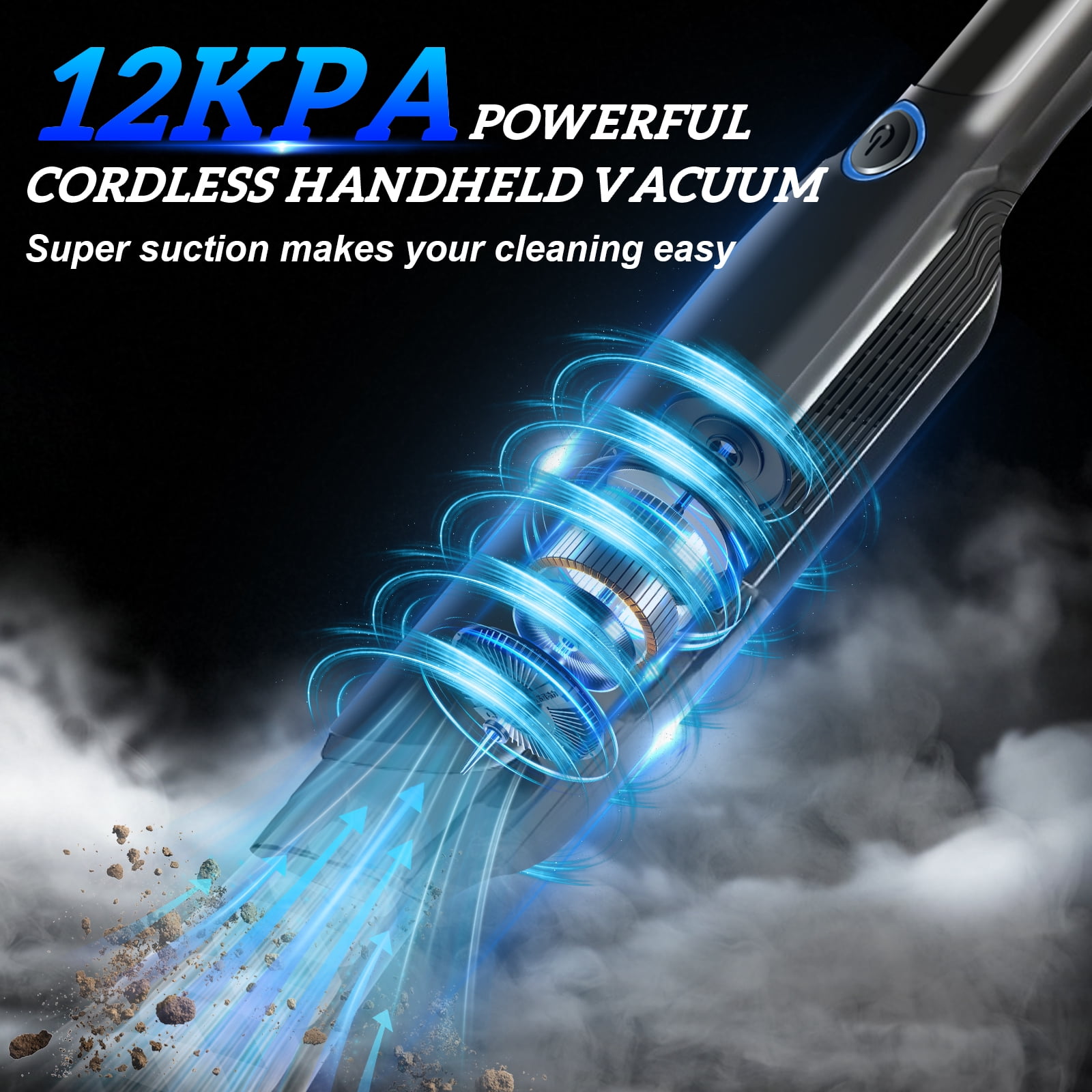 Pentantan Car Vacuum Cleaner, 12000PA Powerful Sutions Handheld Vacuum, 2 Speed Adjustable Vacuum for Car, Keyboard, Black